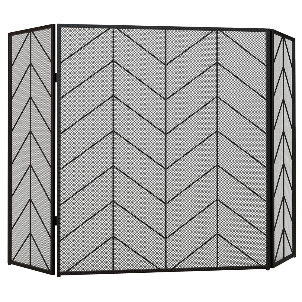 Kaminschutzgitter 135x85cm klappbar 3 Paneelen Schwarz