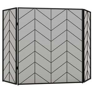 Kaminschutzgitter 135x85cm klappbar 3 Paneelen Schwarz