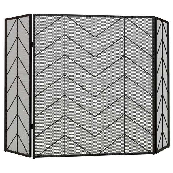 Kaminschutzgitter 135x85cm klappbar 3 Paneelen Schwarz