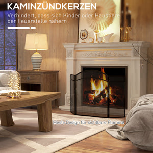 Kaminschutzgitter 96x60cm klappbar 3 Paneelen Schwarz