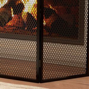 Kaminschutzgitter 96x60cm klappbar 3 Paneelen Schwarz