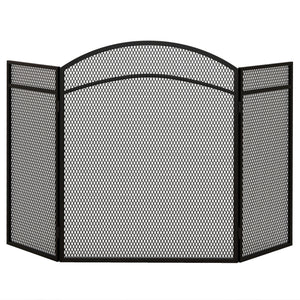 Kaminschutzgitter 96x60cm klappbar 3 Paneelen Schwarz