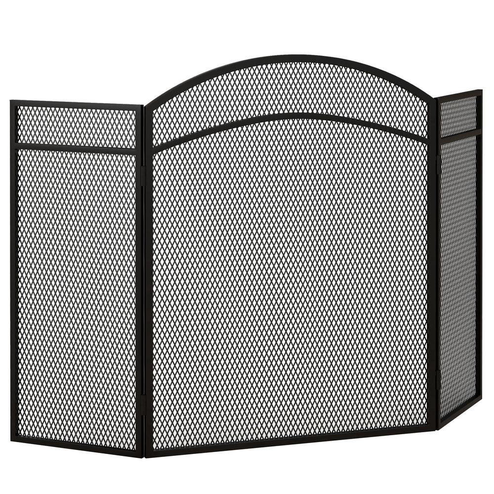 Kaminschutzgitter 96x60cm klappbar 3 Paneelen Schwarz