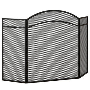 Kaminschutzgitter 96x60cm klappbar 3 Paneelen Schwarz