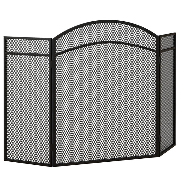 Kaminschutzgitter 96x60cm klappbar 3 Paneelen Schwarz