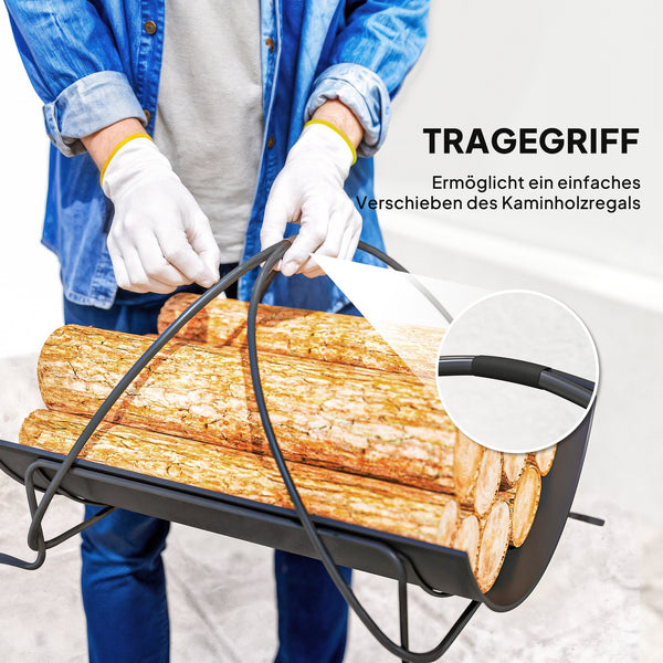 Kaminholzregal Brennholzaufbewahrung für innen aus Metall schwarz
