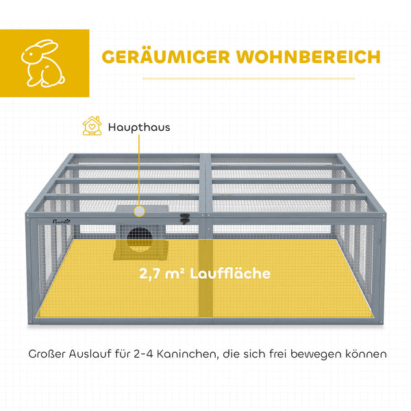 Freilaufgehege Kaninchenstall wetterfest für Zwergkaninchen aus Holz