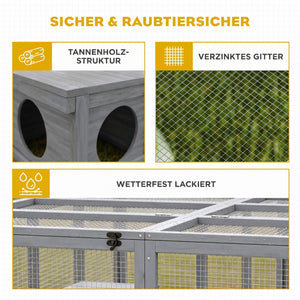 Freilaufgehege Kaninchenstall wetterfest für Zwergkaninchen aus Holz