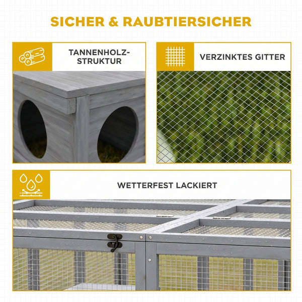 Freilaufgehege Kaninchenstall wetterfest für Zwergkaninchen aus Holz