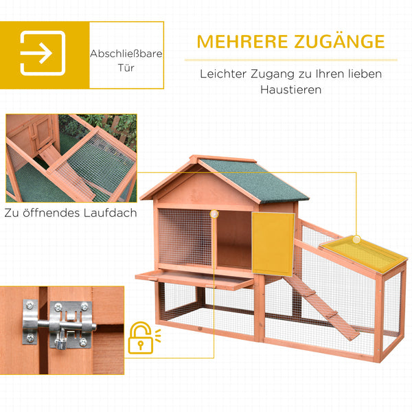 Kaninchenstall zweistöckig winterfest für draussen mit Rampe Holz