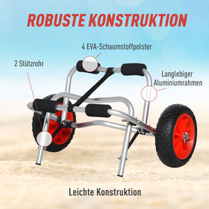 Kanuwagen Kajakwagen klappbar mit PU-Rädern bis 75kg