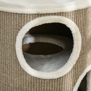 Katzen Kratztonne robust aus Sisal und Plüsch braun