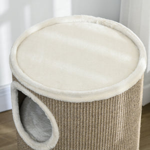 Katzen Kratztonne robust aus Sisal und Plüsch braun