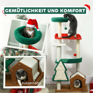 Katzenbaum 6 Ebenen mit Höhle Spielball & Sisal-Säulen bis 5kg 135cm Mehrfarbig