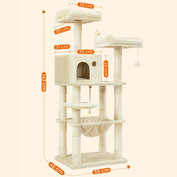 Katzenbaum Kratzbaum 143cm Beige