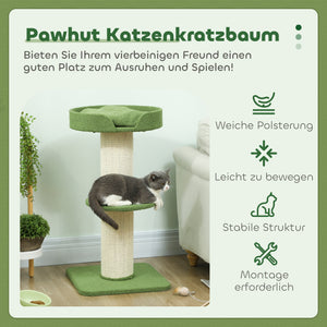 Katzenbaum mit Katzenbett und Plattform 91cm Lammwolle grün