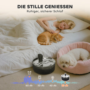 Katzenbrunnen leise mit Filter und LED für Katzen aus Edelstahl