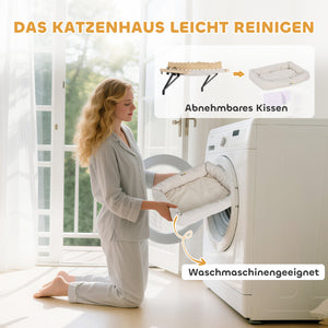 Katzenbett für Fensterbank und Heizung mit Kissen aus Holz