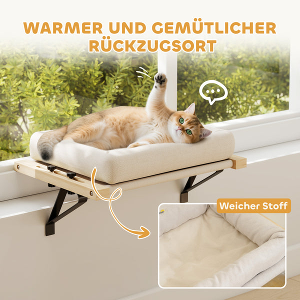 Katzenbett für Fensterbank und Heizung mit Kissen aus Holz