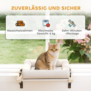 Katzenbett für Fensterbank und Heizung mit Kissen aus Holz
