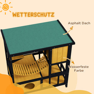 Katzenhaus Holz Hängebrücke wasserdicht Gelb