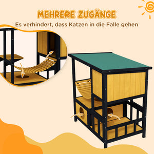 Katzenhaus Holz Hängebrücke wasserdicht Gelb