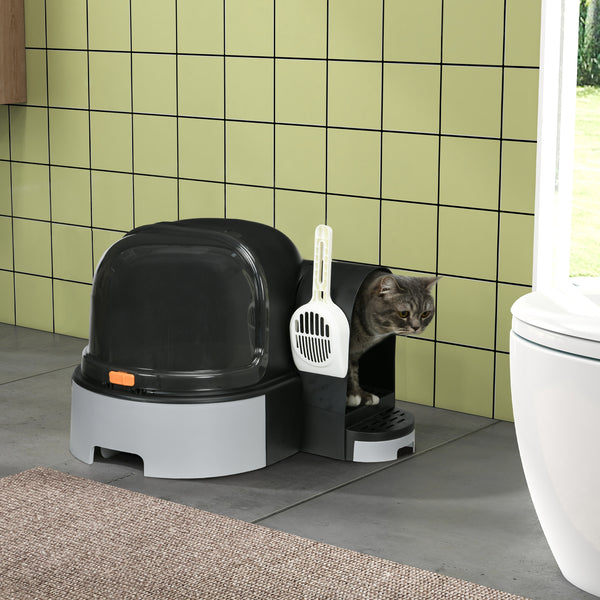 Katzenhaus Katzentoilette 2 Bodenwannen 52x60x42cm Grau
