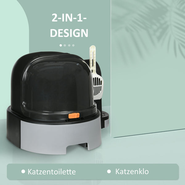 Katzenhaus Katzentoilette 2 Bodenwannen 52x60x42cm Grau