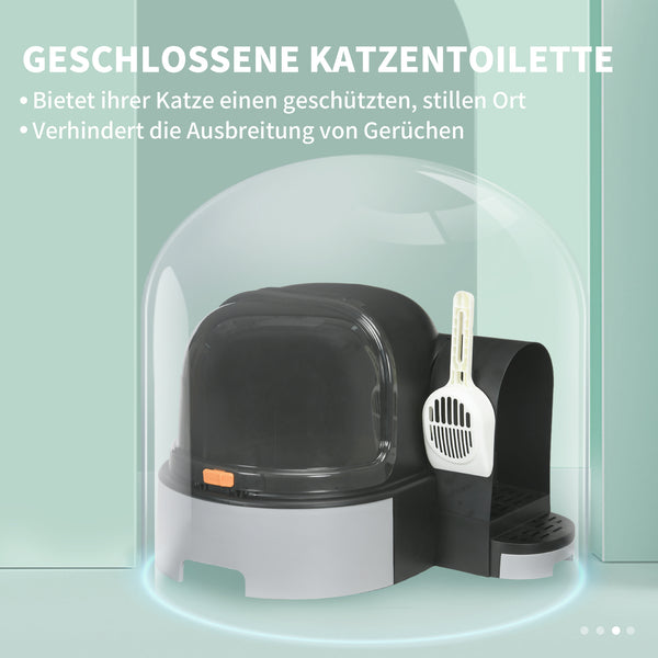 Katzenhaus Katzentoilette 2 Bodenwannen 52x60x42cm Grau