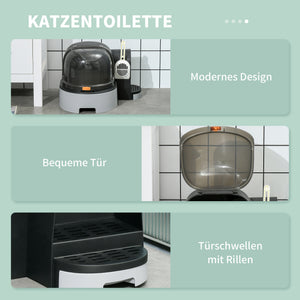Katzenhaus Katzentoilette 2 Bodenwannen 52x60x42cm Grau