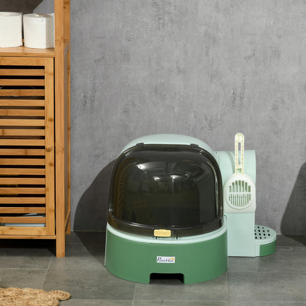 Katzenhaus mit Katzentoilette 2 Bodenwannen & Haube Grün