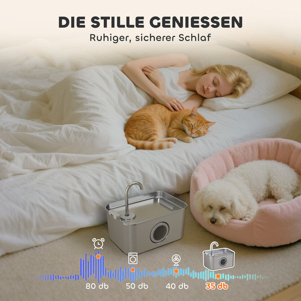 Katzenbrunnen Trinkbrunnen leise mit Filter für Katzen 3L