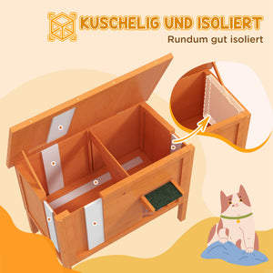 Katzenhaus wetterfest mit Fenster für draussen orange grün