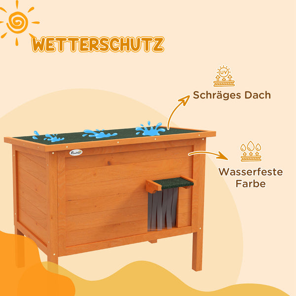 Katzenhaus wetterfest mit Fenster für draussen orange grün