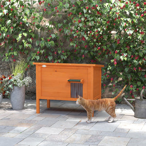 Katzenhaus wetterfest mit Fenster für draussen orange grün