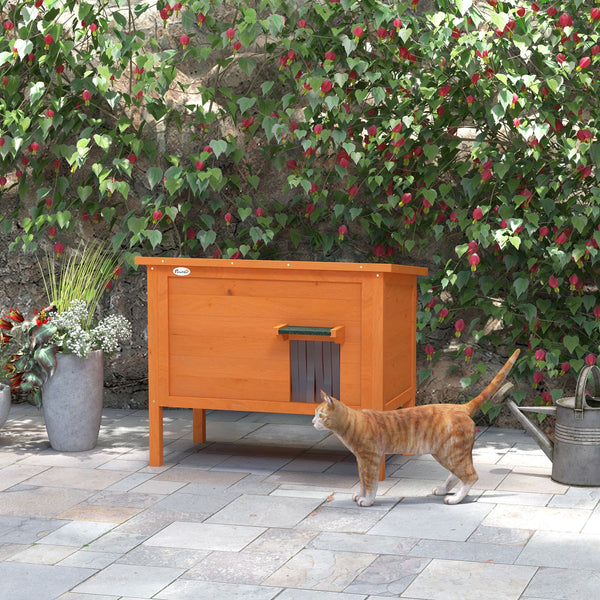 Katzenhaus wetterfest mit Fenster für draussen orange grün