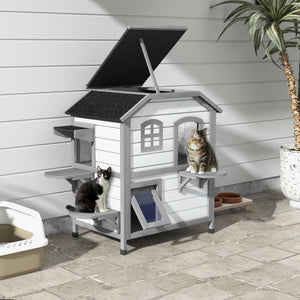 Katzenhaus Outdoor Holz 78x55.5x91cm Weiss