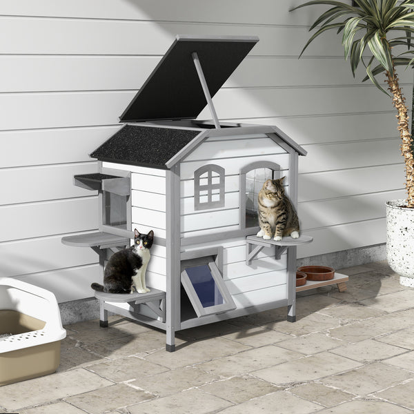 Katzenhaus Outdoor Holz 78x55.5x91cm Weiss