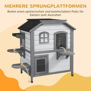 Katzenhaus Outdoor Holz 78x55.5x91cm Weiss