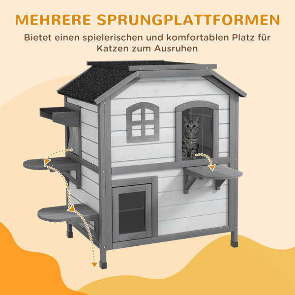 Katzenhaus Outdoor Holz 78x55.5x91cm Weiss