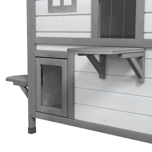 Katzenhaus Outdoor Holz 78x55.5x91cm Weiss