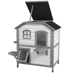 Katzenhaus Outdoor Holz 78x55.5x91cm Weiss