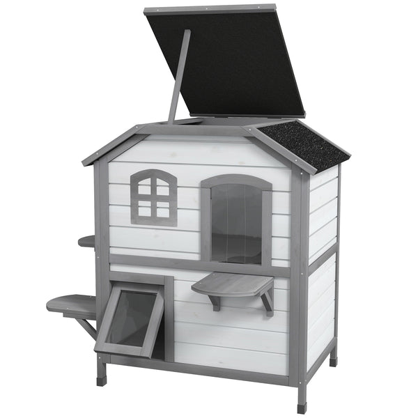 Katzenhaus Outdoor Holz 78x55.5x91cm Weiss