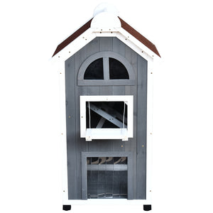 Katzenhaus Tannenholz 59x55x109cm Grau