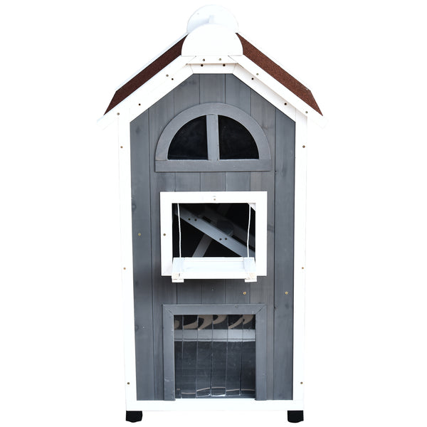 Katzenhaus Tannenholz 59x55x109cm Grau