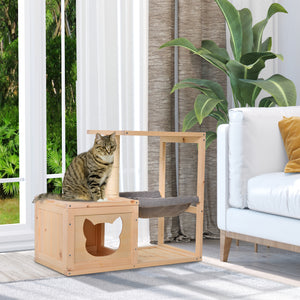 Katzenhaus Tannenholz 70x35x60cm Natur