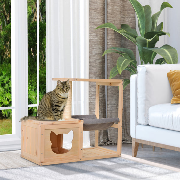 Katzenhaus Tannenholz 70x35x60cm Natur