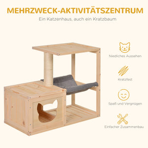 Katzenhaus Tannenholz 70x35x60cm Natur