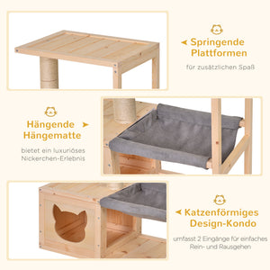Katzenhaus Tannenholz 70x35x60cm Natur
