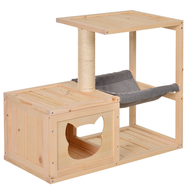 Katzenhaus Tannenholz 70x35x60cm Natur